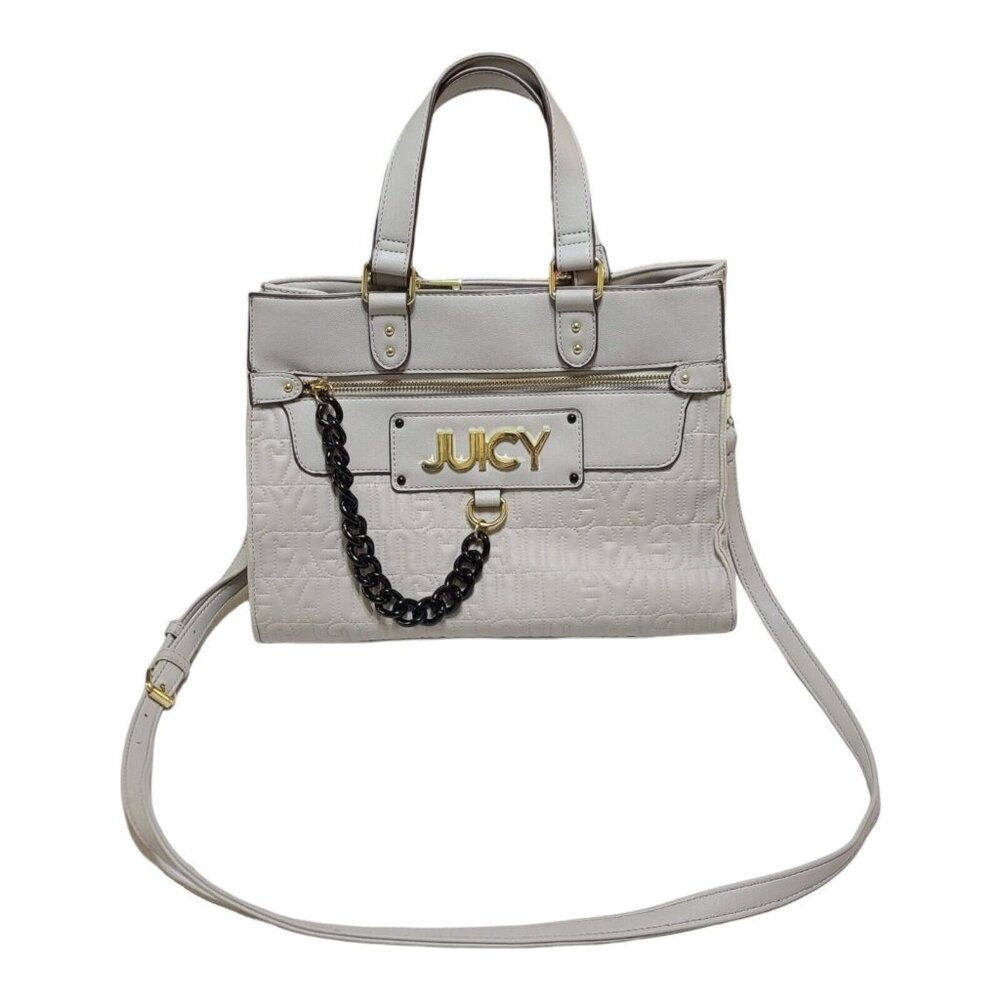 Juicy Couture Crossbody Handbag Purse Embossed Chain Ivory - Stained, Read